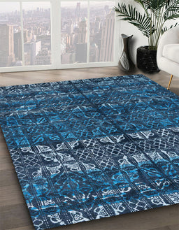 Machine Washable Abstract Blue Ivy Blue Rug in a Family Room, wshabs4505