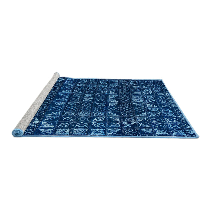 Sideview of Machine Washable Abstract Blue Rug, wshabs4506