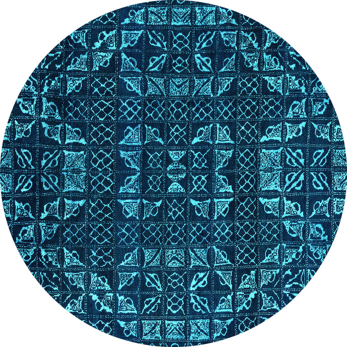 Round Abstract Turquoise Modern Rug, abs4506turq
