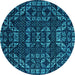 Round Abstract Turquoise Modern Rug, abs4506turq