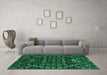 Machine Washable Abstract Green Modern Area Rugs in a Living Room,, wshabs4506grn