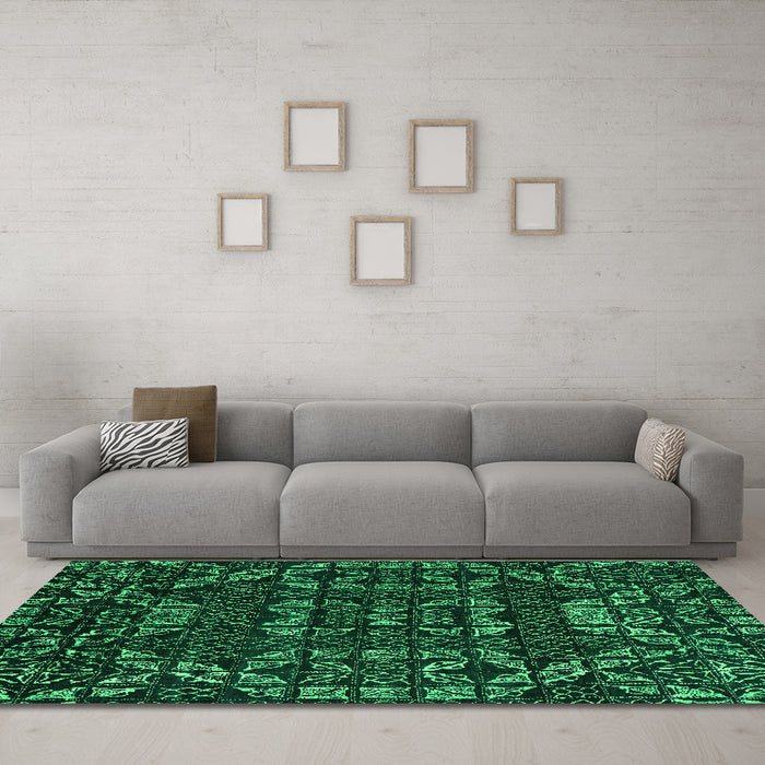 Machine Washable Abstract Green Modern Area Rugs in a Living Room,, wshabs4506grn