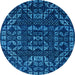 Round Abstract Light Blue Modern Rug, abs4506lblu