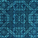 Square Machine Washable Abstract Turquoise Modern Area Rugs, wshabs4506turq