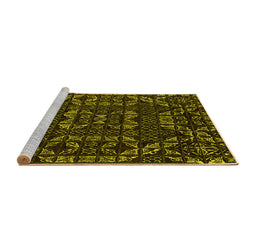 Sideview of Machine Washable Abstract Yellow Modern Rug, wshabs4506yw