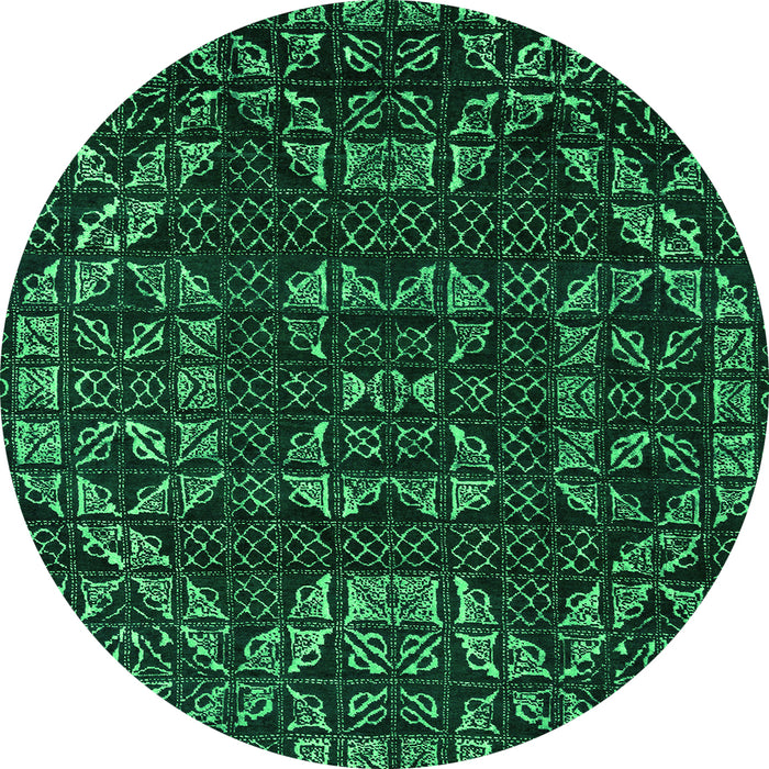 Round Abstract Green Modern Rug, abs4506grn