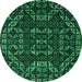 Round Abstract Green Modern Rug, abs4506grn