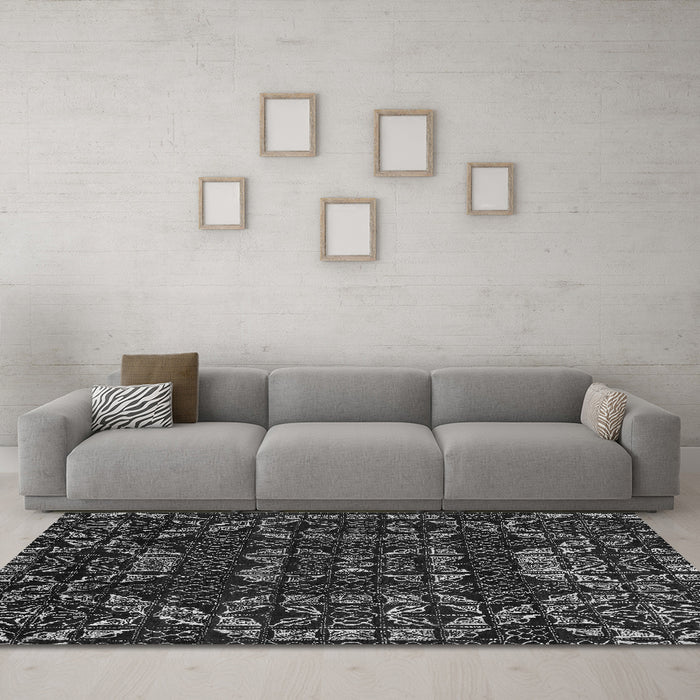 Machine Washable Abstract Gray Modern Rug in a Living Room,, wshabs4506gry