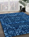 Abstract Blue Modern Rug in Family Room, abs4506