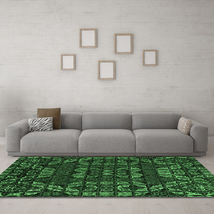 Machine Washable Abstract Emerald Green Modern Area Rugs in a Living Room,, wshabs4506emgrn