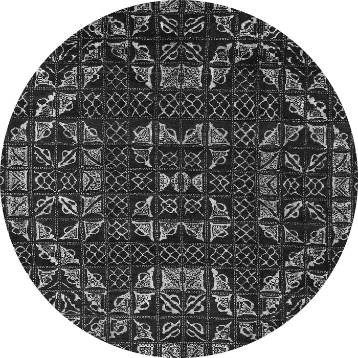 Round Abstract Gray Modern Rug, abs4506gry