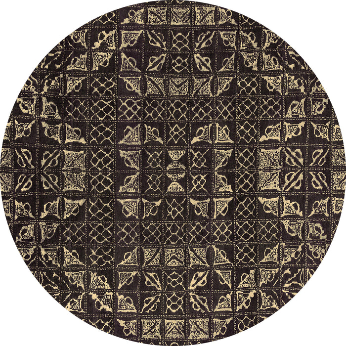 Round Abstract Brown Modern Rug, abs4506brn