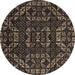 Round Abstract Brown Modern Rug, abs4506brn