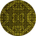 Round Abstract Yellow Modern Rug, abs4506yw