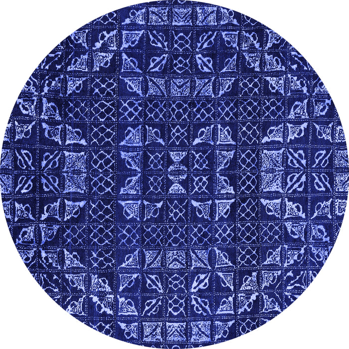 Round Abstract Blue Modern Rug, abs4506blu