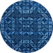 Round Abstract Blue Modern Rug, abs4506