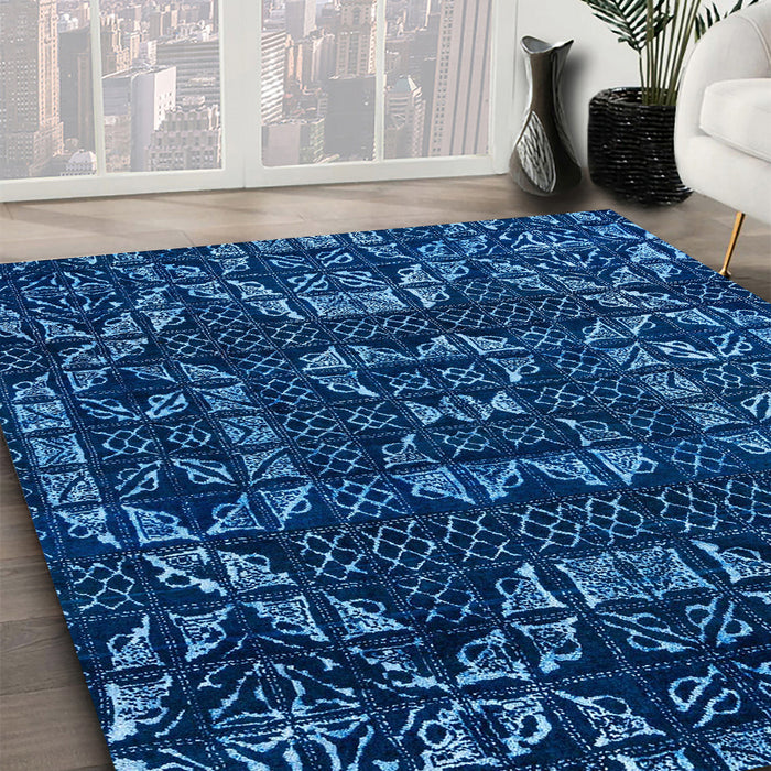 Machine Washable Abstract Blue Rug in a Family Room, wshabs4506
