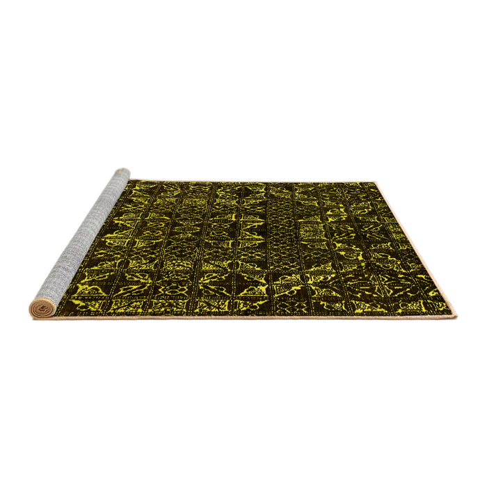 Sideview of Machine Washable Abstract Yellow Modern Rug, wshabs4507yw