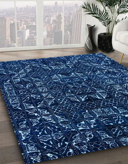 Abstract MidBlue Modern Rug in Family Room, abs4507