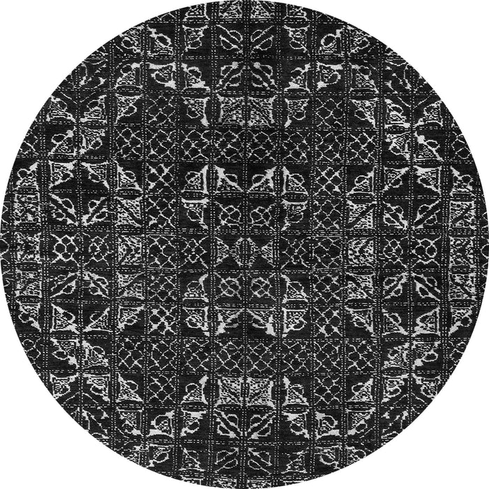 Round Machine Washable Abstract Gray Modern Rug, wshabs4507gry