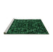 Sideview of Machine Washable Abstract Green Modern Area Rugs, wshabs4507grn