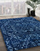 Abstract MidBlue Modern Rug in Family Room, abs4507