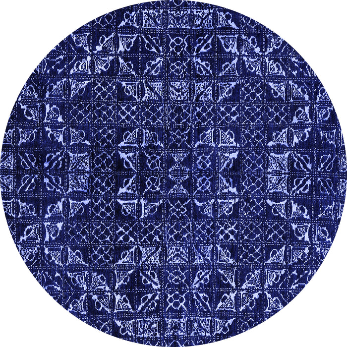 Round Abstract Blue Modern Rug, abs4507blu
