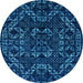 Round Abstract Light Blue Modern Rug, abs4507lblu