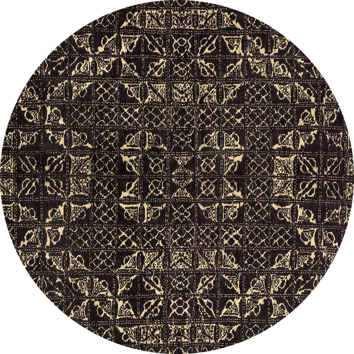 Round Abstract Brown Modern Rug, abs4507brn