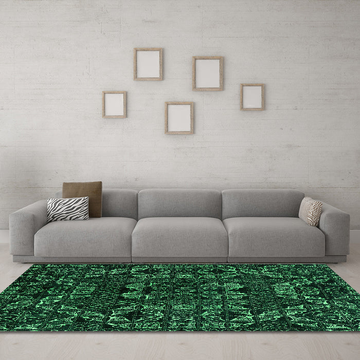 Machine Washable Abstract Green Modern Area Rugs in a Living Room,, wshabs4507grn