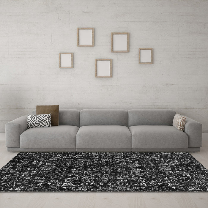 Machine Washable Abstract Gray Modern Rug in a Living Room,, wshabs4507gry