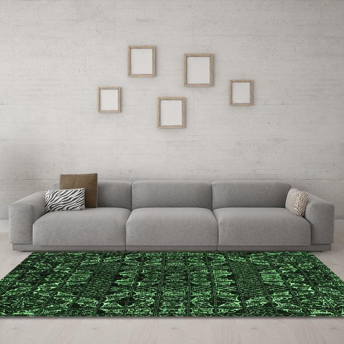Machine Washable Abstract Emerald Green Modern Area Rugs in a Living Room,, wshabs4507emgrn