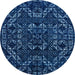 Round Abstract MidBlue Modern Rug, abs4507