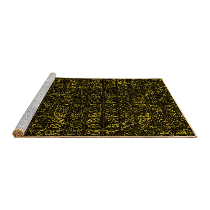 Sideview of Machine Washable Abstract Yellow Modern Rug, wshabs4508yw