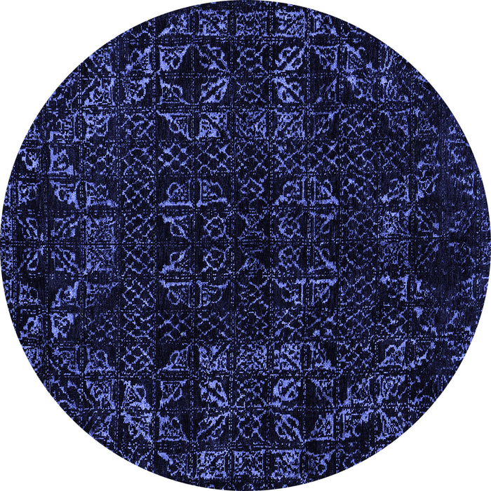 Round Machine Washable Abstract Blue Modern Rug, wshabs4508blu