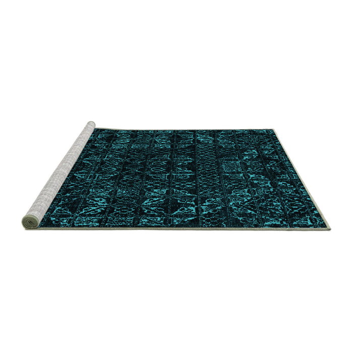 Sideview of Machine Washable Abstract Turquoise Modern Area Rugs, wshabs4508turq