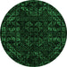 Round Machine Washable Abstract Green Modern Area Rugs, wshabs4508grn