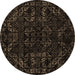 Round Machine Washable Abstract Brown Modern Rug, wshabs4508brn