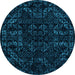 Round Machine Washable Abstract Light Blue Modern Rug, wshabs4508lblu