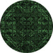 Round Machine Washable Abstract Emerald Green Modern Area Rugs, wshabs4508emgrn