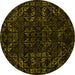 Round Machine Washable Abstract Yellow Modern Rug, wshabs4508yw