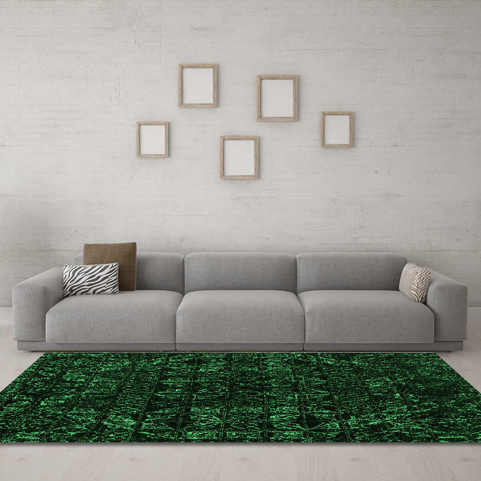 Machine Washable Abstract Green Modern Area Rugs in a Living Room,, wshabs4508grn