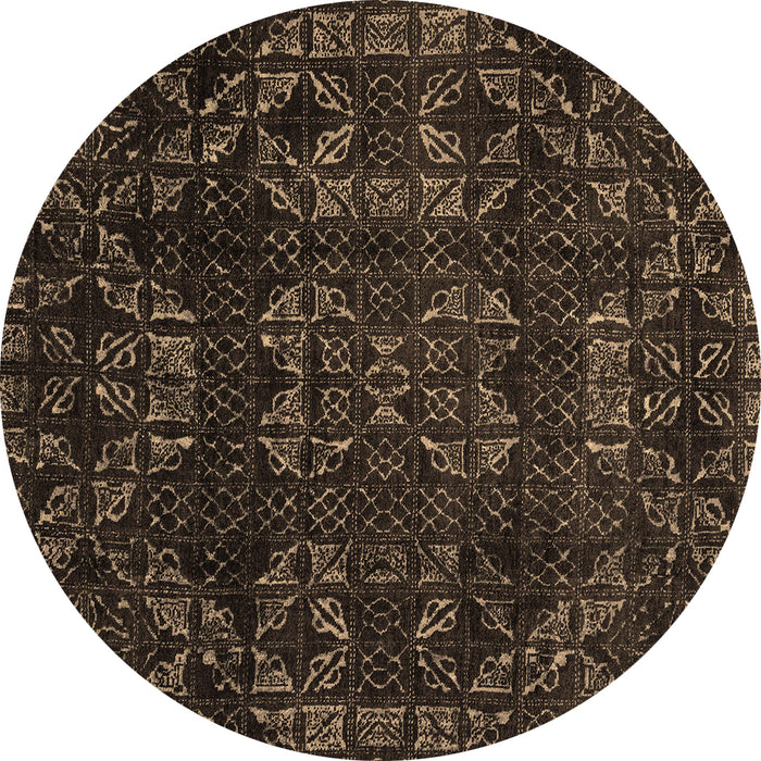Round Abstract Brown Modern Rug, abs4509brn
