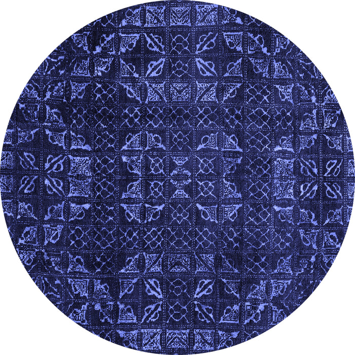 Round Abstract Blue Modern Rug, abs4509blu
