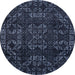 Round Abstract Blue Modern Rug, abs4509