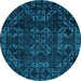 Round Machine Washable Abstract Light Blue Modern Rug, wshabs4509lblu