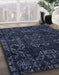 Abstract Blue Modern Rug in Family Room, abs4509