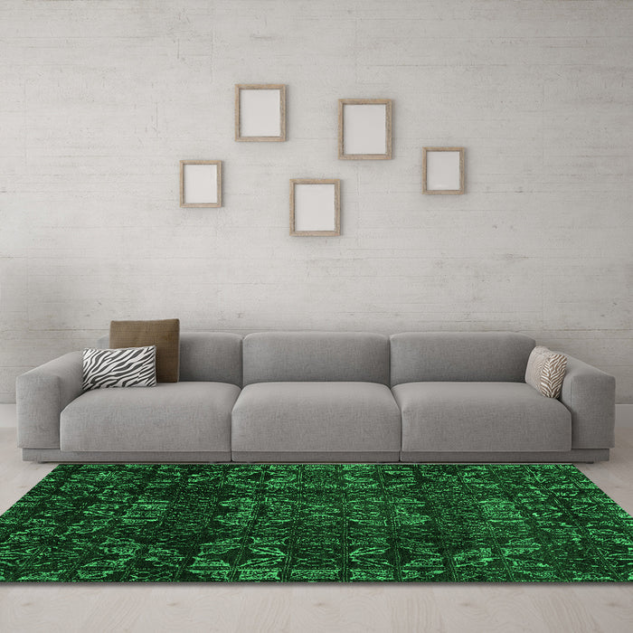 Machine Washable Abstract Green Modern Area Rugs in a Living Room,, wshabs4509grn