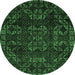 Round Abstract Emerald Green Modern Rug, abs4509emgrn