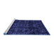 Sideview of Machine Washable Abstract Blue Modern Rug, wshabs4509blu